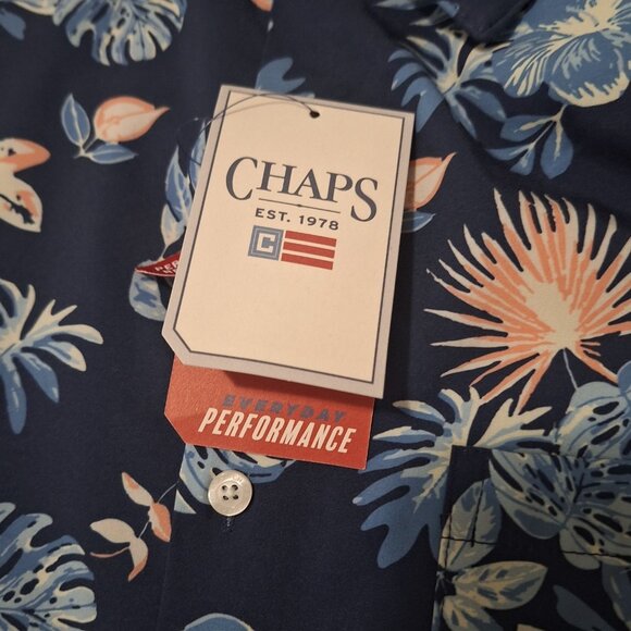 NWT Chaps Everyday Performance Mens Hawaiian AOP Short Sleeve Button Up Shirt LG - Picture 6 of 7